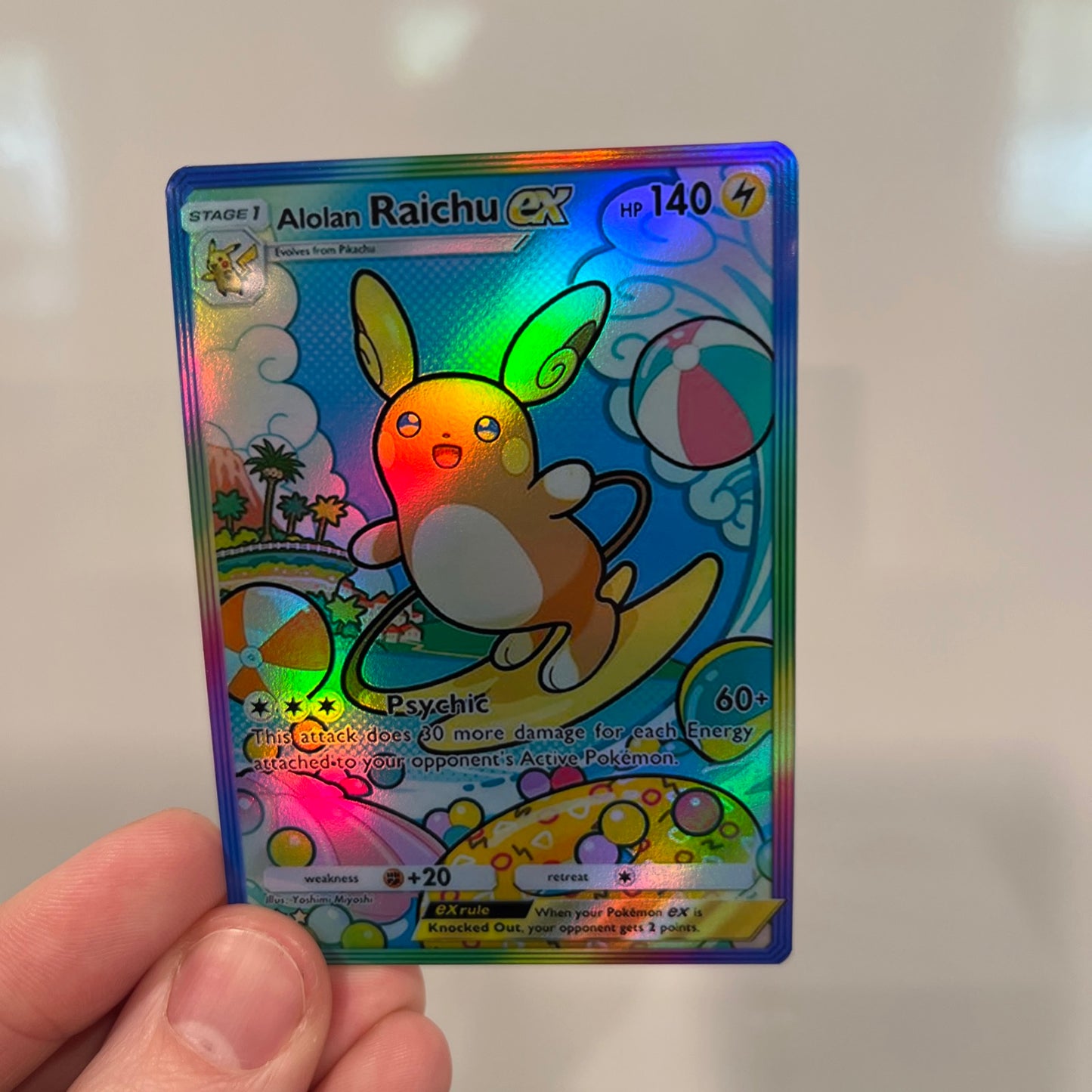 Alolan Raichu ex Holographic Pokémon TCG Pocket Illustration Art Card - Sharp Details!