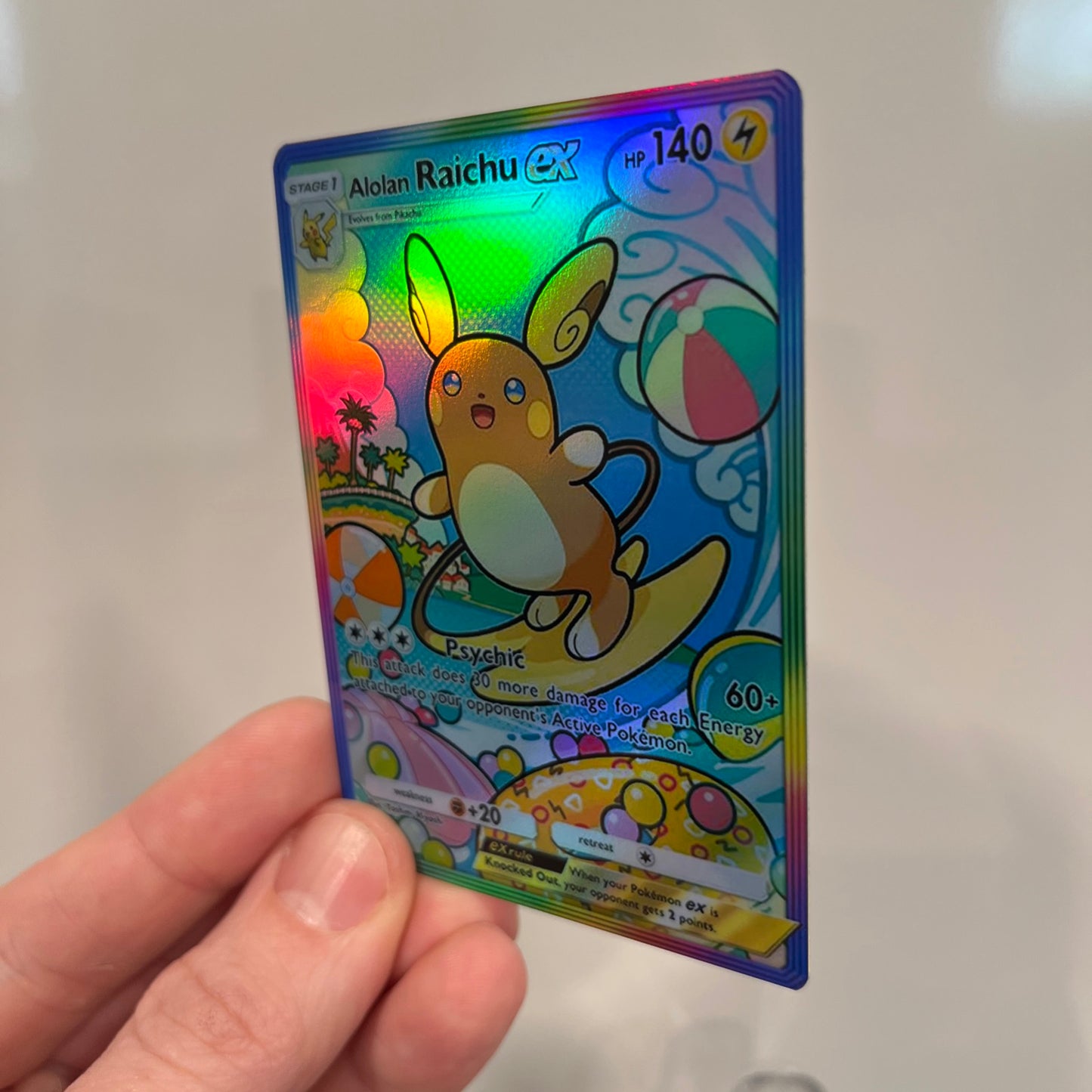 Alolan Raichu ex Holographic Pokémon TCG Pocket Illustration Art Card - Sharp Details!