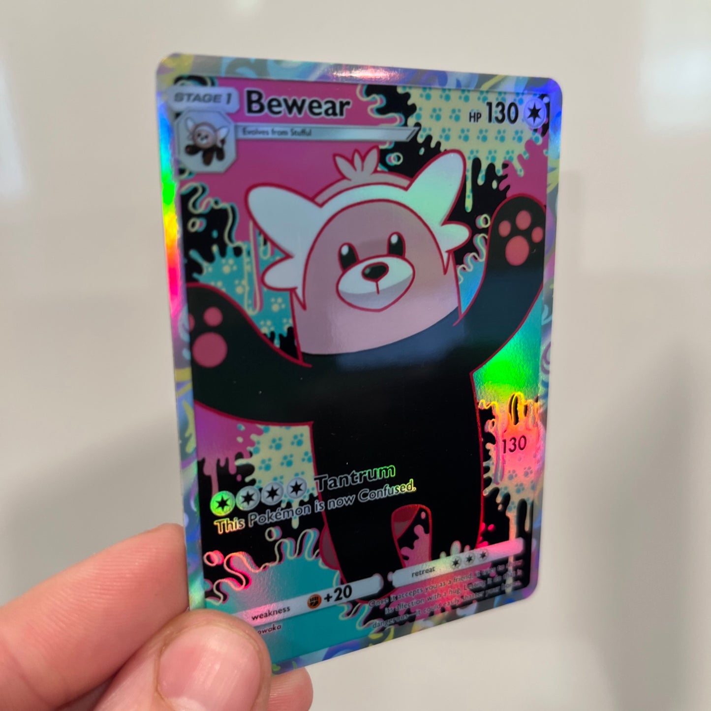 Bewear Holographic Pokémon TCG Pocket Illustration Art Card - Sharp Details!
