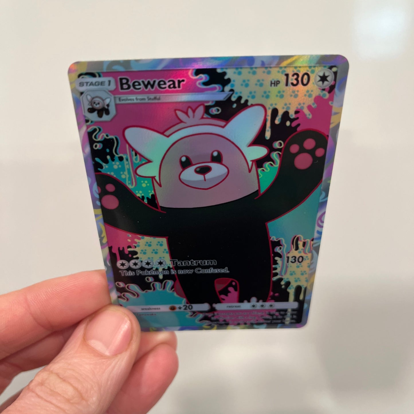 Bewear Holographic Pokémon TCG Pocket Illustration Art Card - Sharp Details!