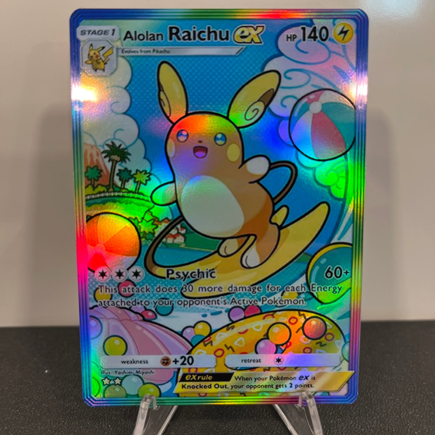 Alolan Raichu ex Holographic Pokémon TCG Pocket Illustration Art Card - Sharp Details!