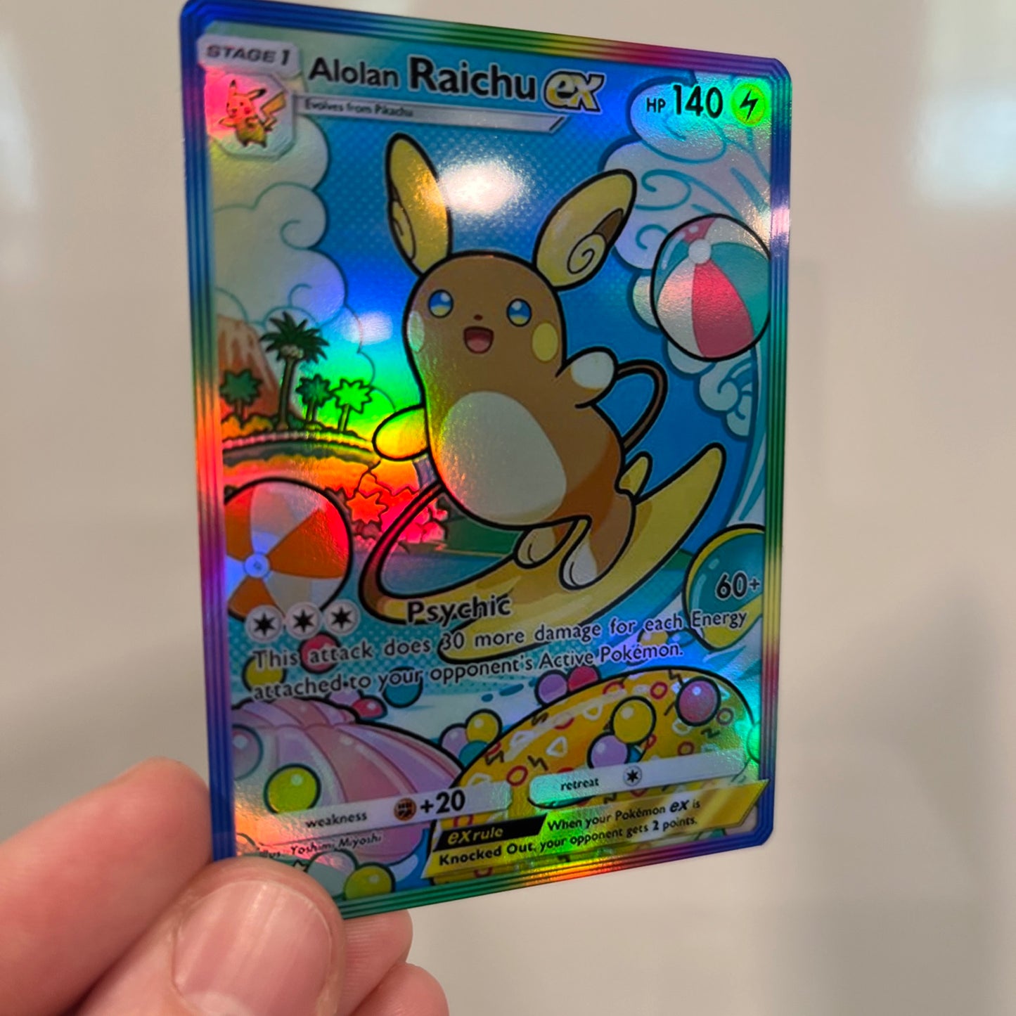 Alolan Raichu ex Holographic Pokémon TCG Pocket Illustration Art Card - Sharp Details!