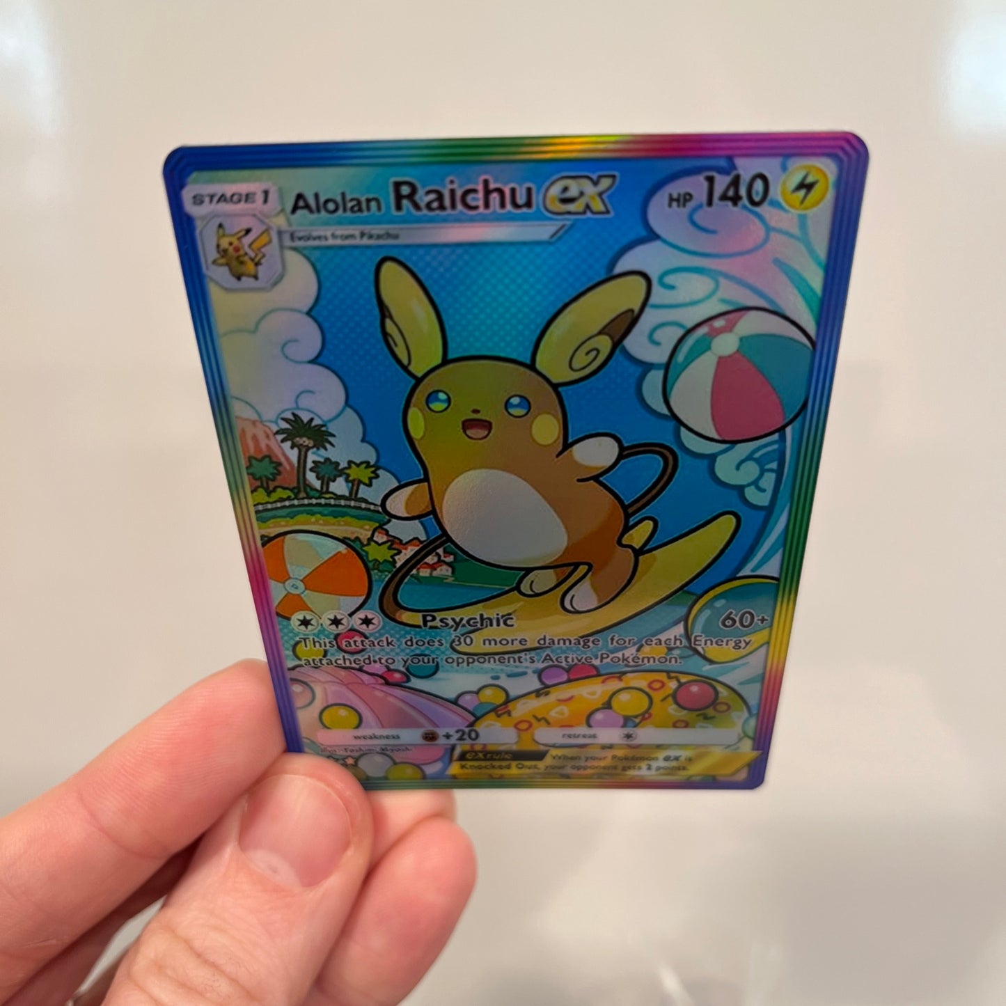 Alolan Raichu ex Holographic Pokémon TCG Pocket Illustration Art Card - Sharp Details!