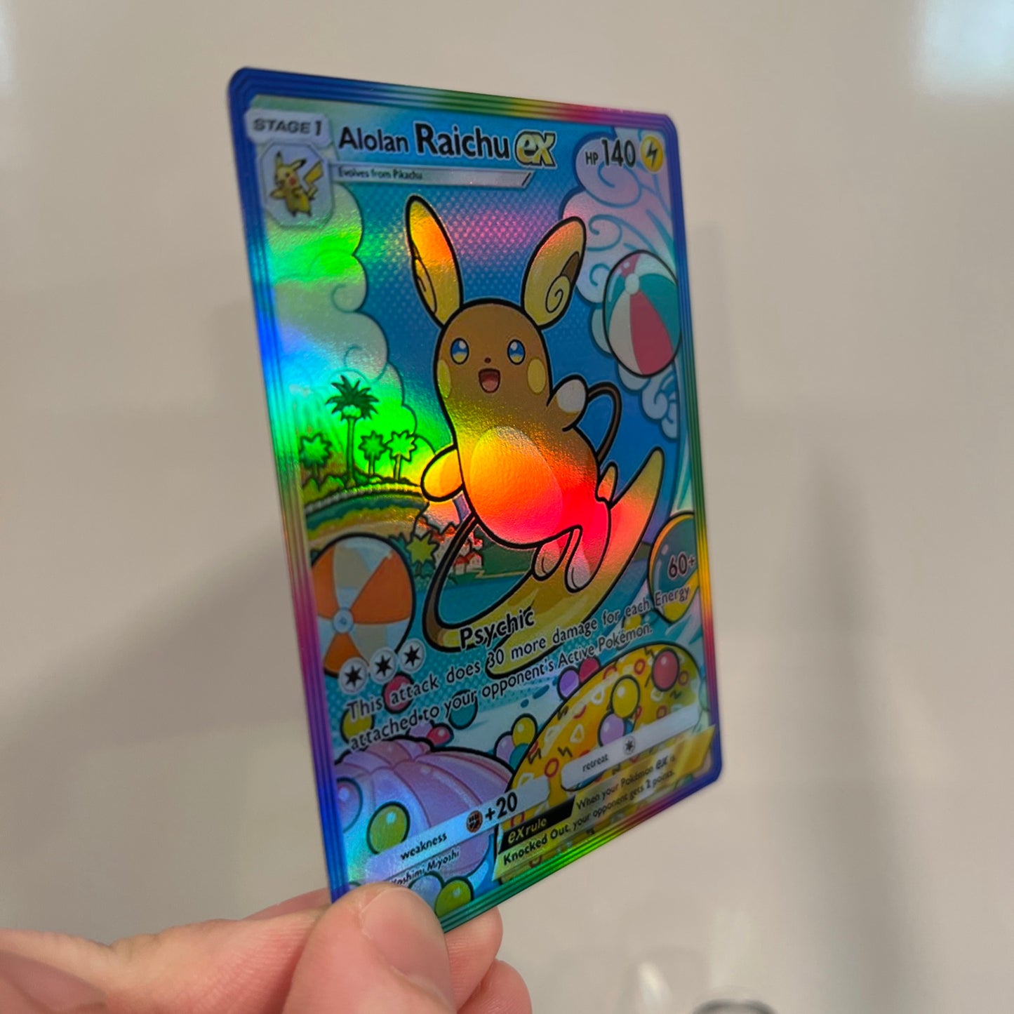 Alolan Raichu ex Holographic Pokémon TCG Pocket Illustration Art Card - Sharp Details!