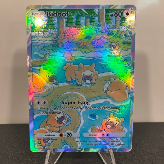 Bidoof Holographic Pokémon TCG Pocket Illustration Art Card - Sharp Details!