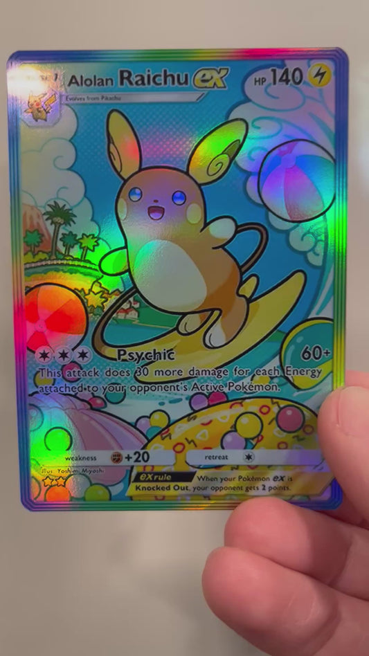 Alolan Raichu ex Holographic Pokémon TCG Pocket Illustration Art Card - Sharp Details!