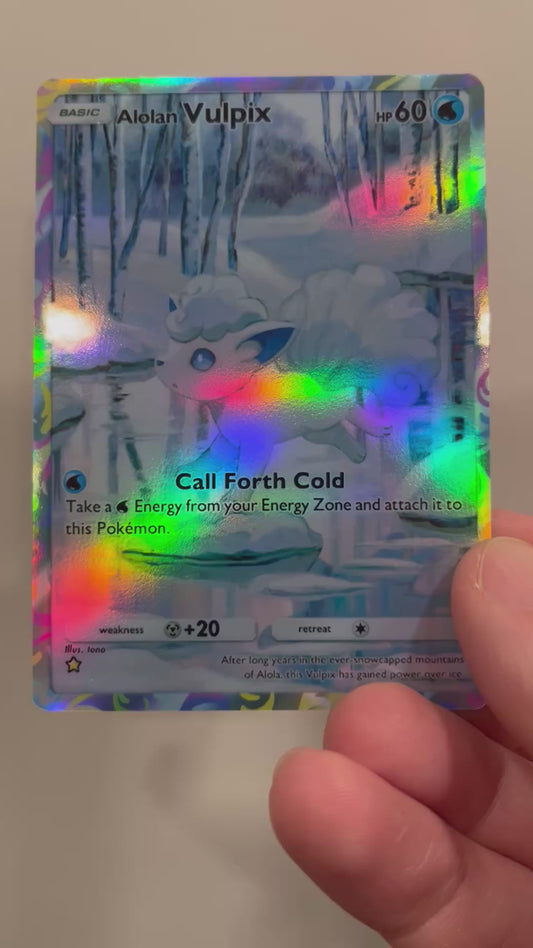 Alolan Vulpix Holographic Pokémon TCG Pocket Illustration Art Card - Sharp Details!