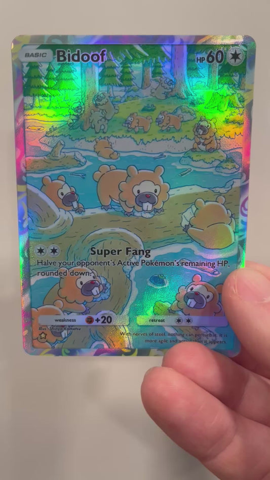 Bidoof Holographic Pokémon TCG Pocket Illustration Art Card - Sharp Details!